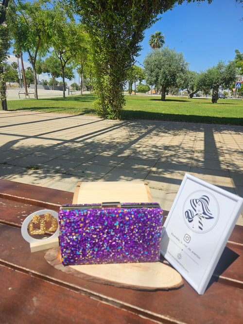 Bolso Bali de lentejuelas moradas con cierre