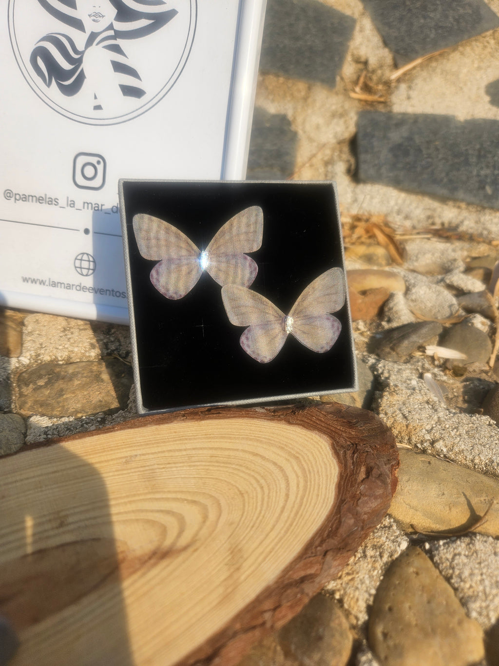 Pendientes Ayane con mariposas transparentes y cierres metálicos plateados