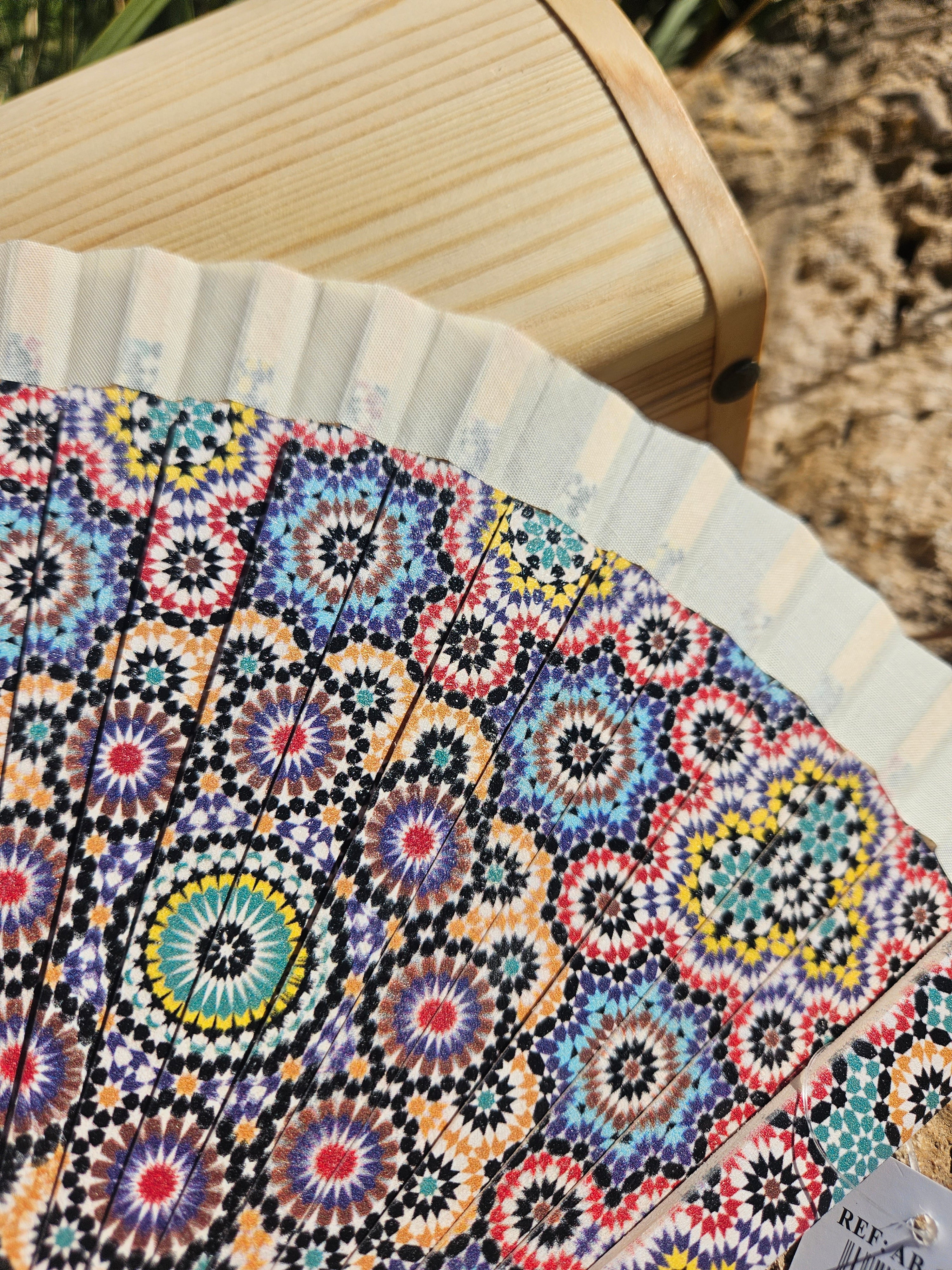 Abanico Geometrico Beige