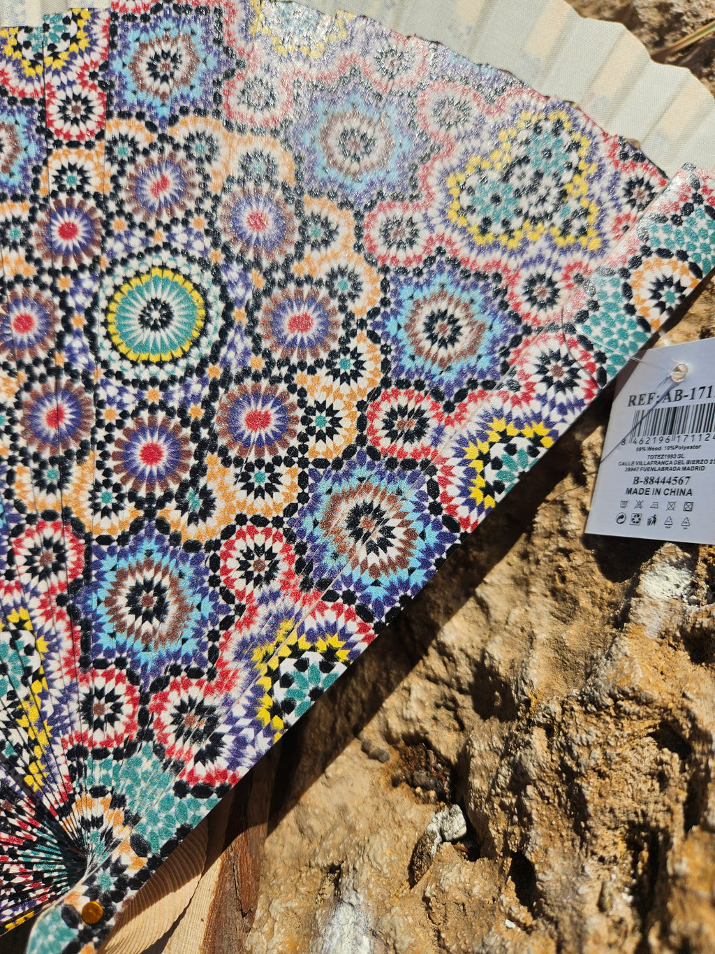 Abanico Geometrico Beige