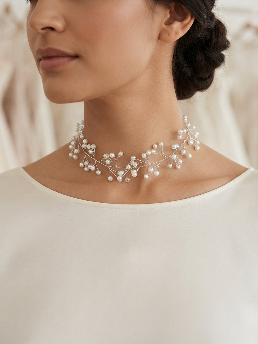 Choker enredadera plata